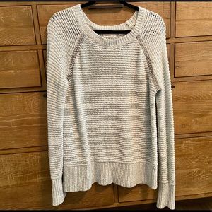 Sleeping on snow embellished baby blue sweater